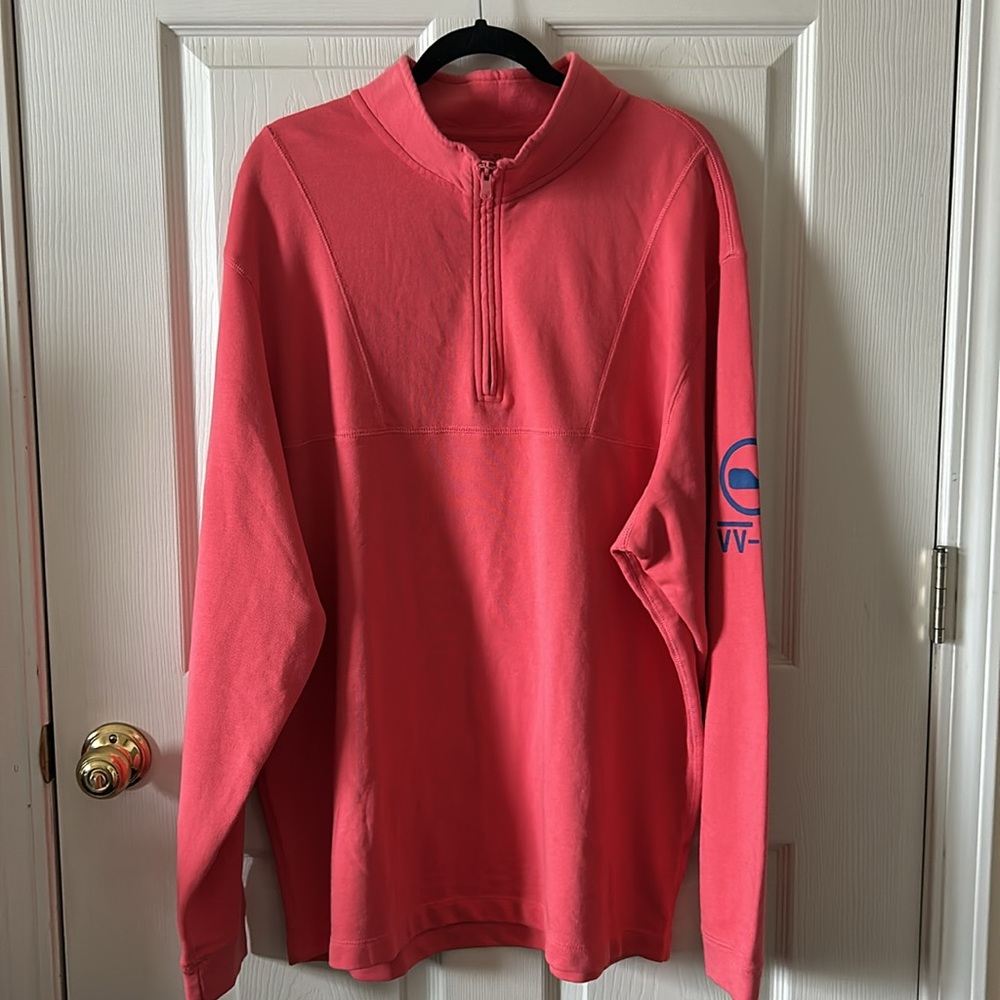 Vineyard Vines Sun Washed 1/4 Zip Pullover Sweatshirt in Jetty Red Sz XL Cotton
